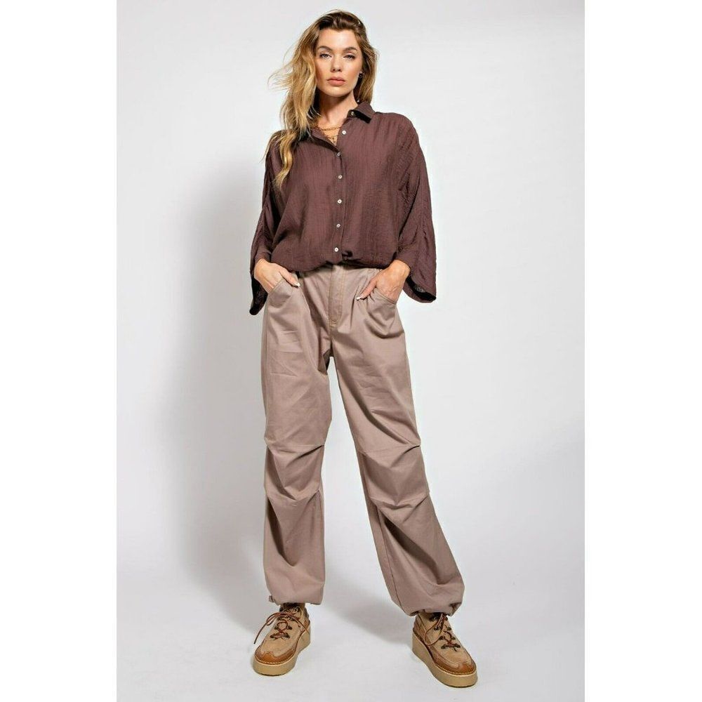 Easel Hot Shot 90's Toggle Cargo Pants in Mushroom EB50248